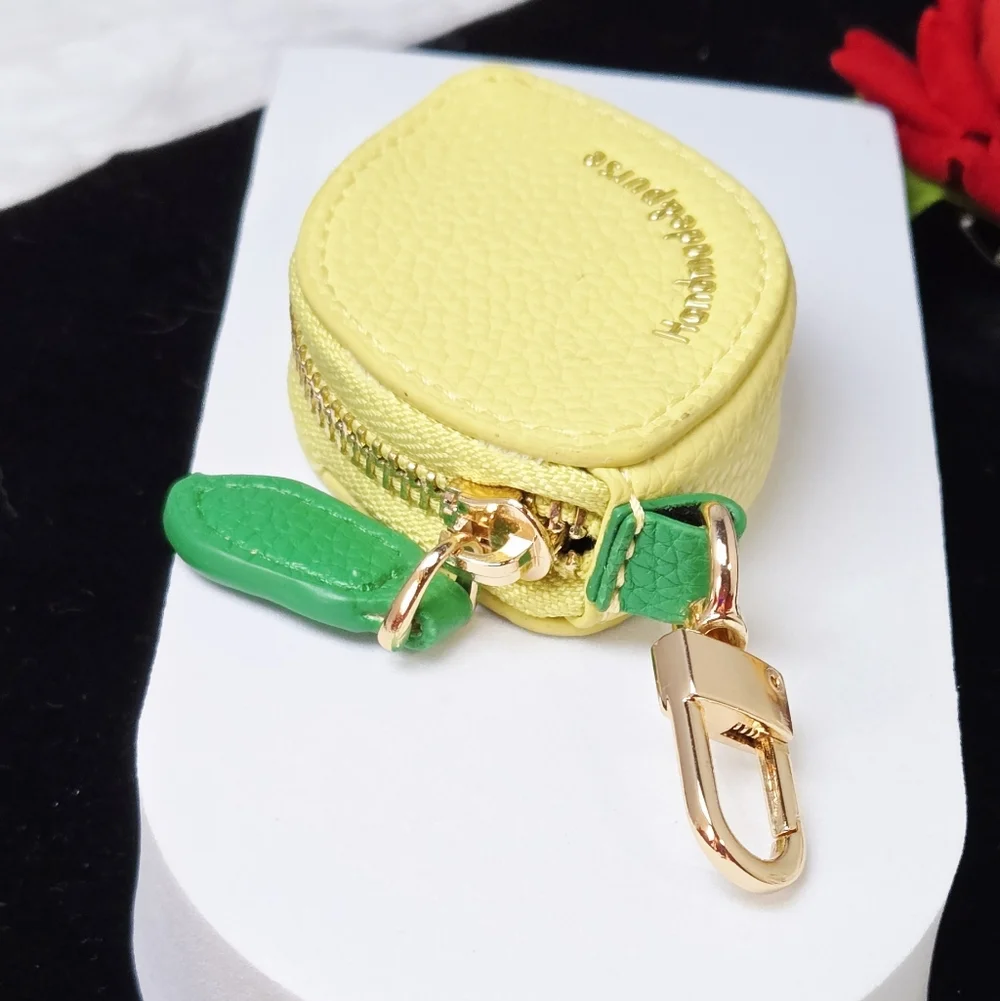 Lemon Mini Coin Purse Keychain Yellow Fruit Pouch Bag Clip Charming Playful